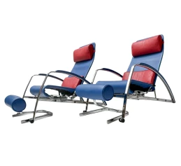 Pair of Grand Repos Lounge Chairs with Stools by Jean Prouvé Tecta , 1980s